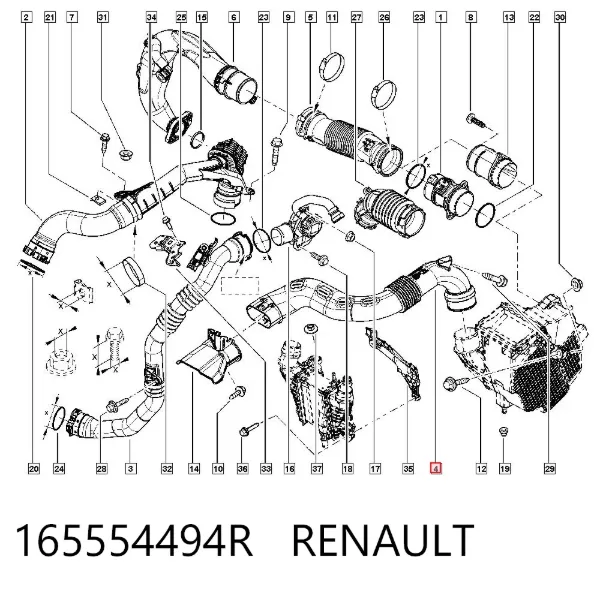 Впускной патрубок воздушного фильтра 165554494R Renault (RVI)