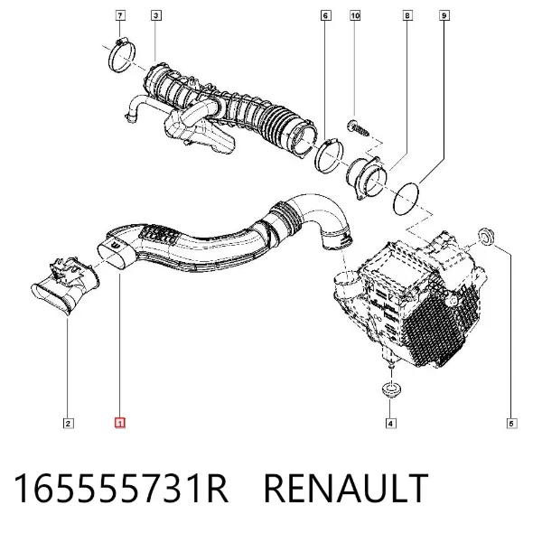 Впускной патрубок воздушного фильтра 165555731R Renault (RVI)