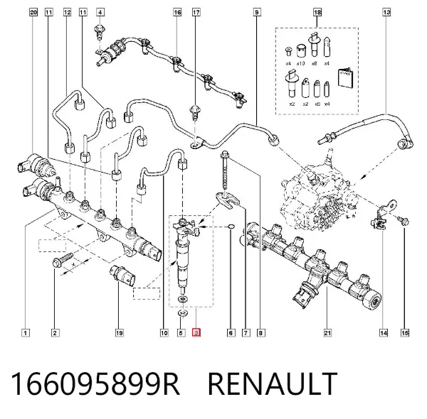 Топливные форсунки 166095899R Renault (RVI)