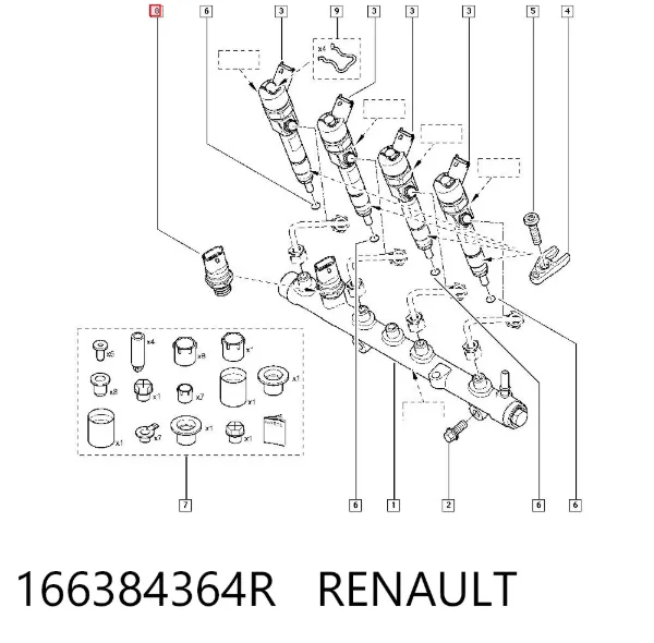 Датчик давления топлива 166384364R Renault (RVI)