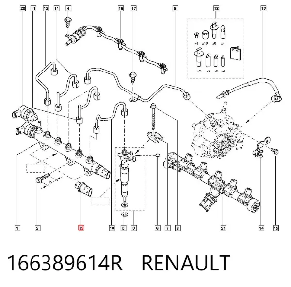 Датчик давления топлива 166389614R Renault (RVI)
