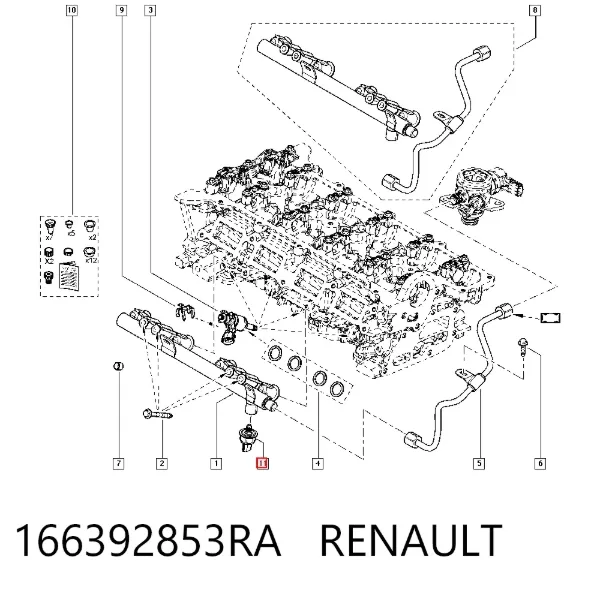 Датчик давления топлива 166392853RA Renault (RVI)