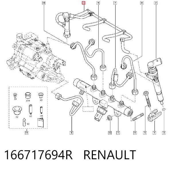 Обратная топливная трубка 166717694R Renault (RVI)
