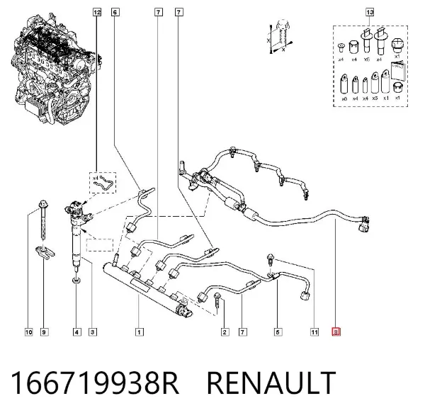 Обратная топливная трубка 166719938R Renault (RVI)