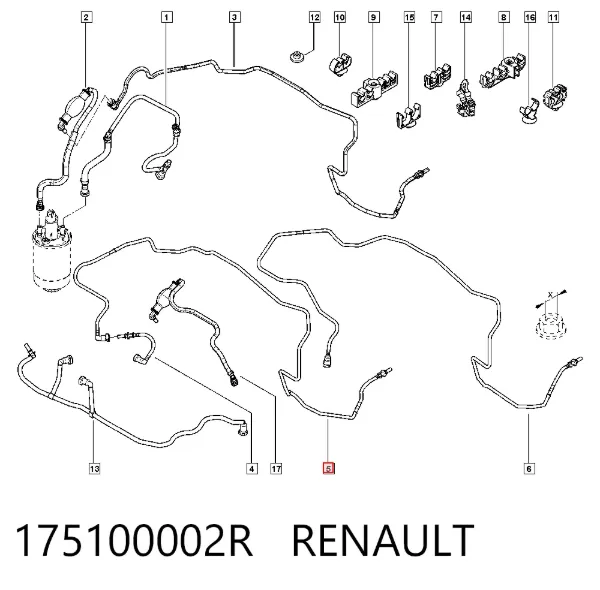 Трубка топливная обратная от фильтра к баку 175100002R Renault (RVI)
