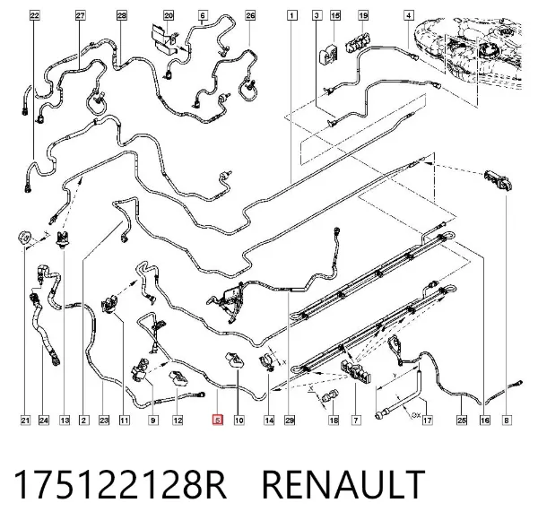 Трубка топливная обратная от фильтра к баку 175122128R Renault (RVI)