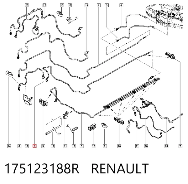 Трубка топливная обратная от фильтра к баку 175123188R Renault (RVI)