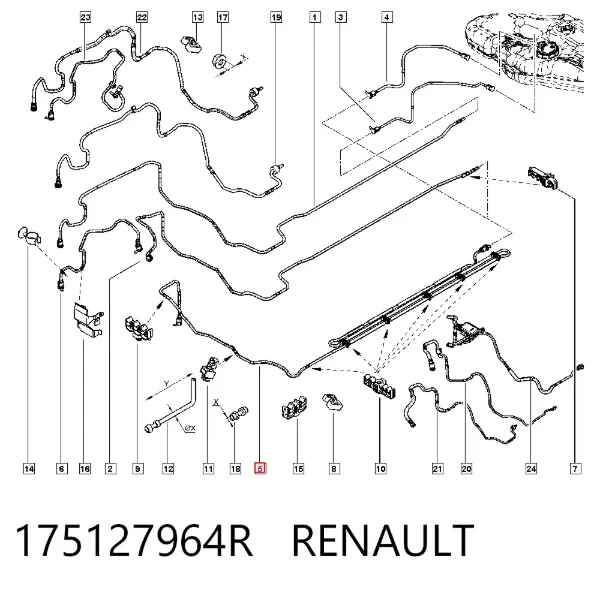 Трубка топливная обратная от фильтра к баку 175127964R Renault (RVI)