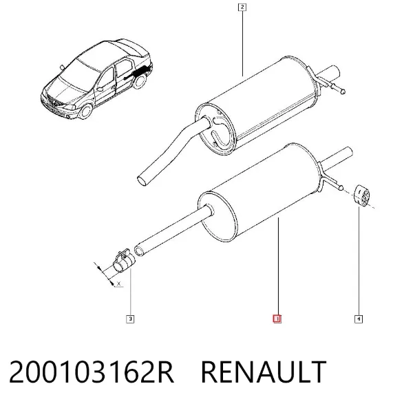 Глушитель задний 200103162R Renault (RVI)
