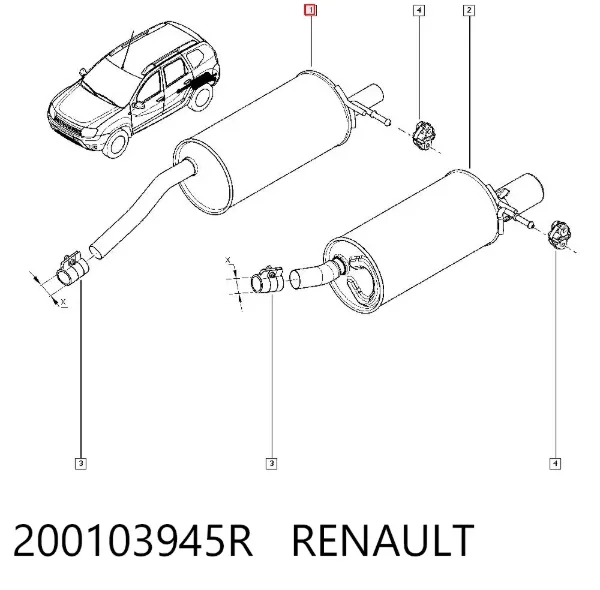Глушитель задний 200103945R Renault (RVI)