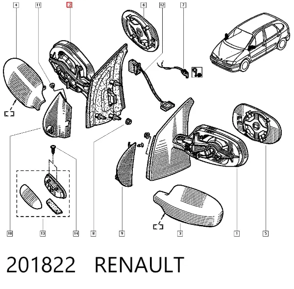 Правое зеркало 201822 Renault (RVI)