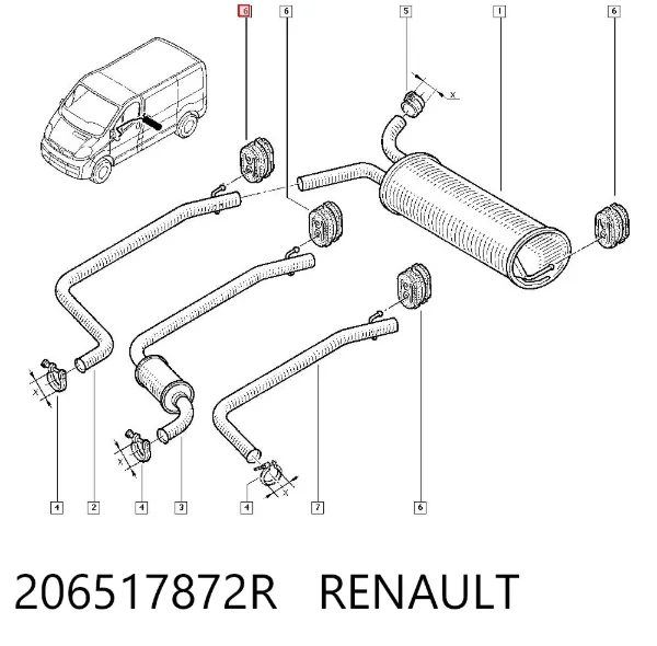 Кронштейн задней подушки глушителя 206517872R Renault (RVI)