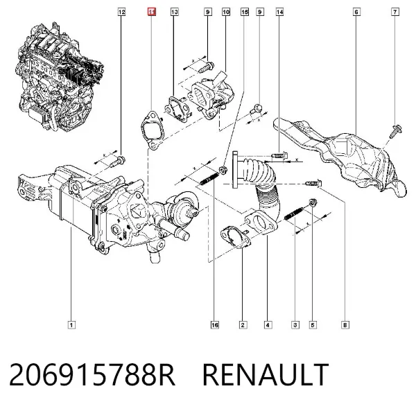 Прокладка EGR-клапана рециркуляции 206915788R Renault (RVI)