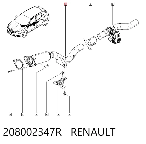 Передняя часть глушителя 208002347R Renault (RVI)