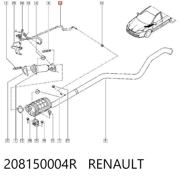 Датчик давления выхлопных газов 208150004R Renault (RVI)