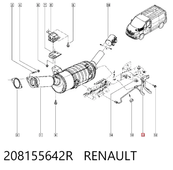 Датчик давления выхлопных газов 208155642R Renault (RVI)