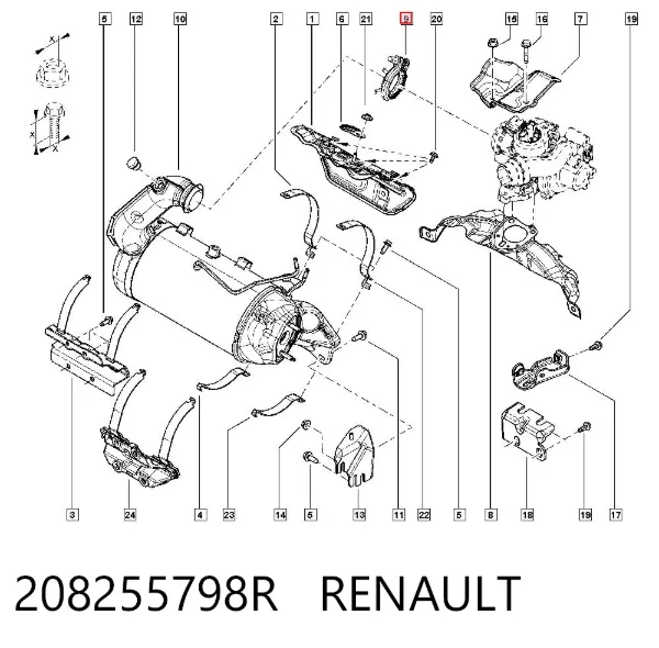 Хомут крепления катализатора к турбине 208255798R Renault (RVI)