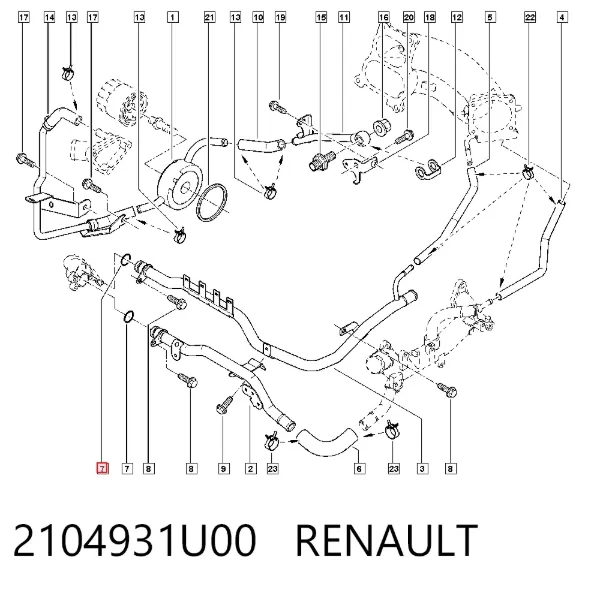 Уплотнительное кольцо патрубка радиатора 2104931U00 Renault (RVI)