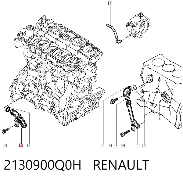 Шланг (патрубок) водяного насоса приемный 2130900Q0H Renault (RVI)