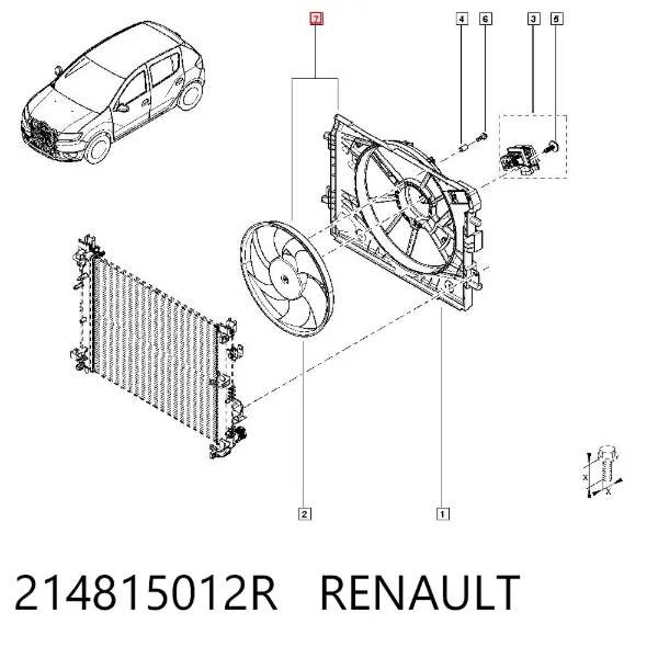Диффузор вентилятора в сборе с мотором и крыльчаткой 214815012R Renault (RVI)