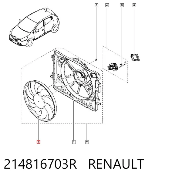 Диффузор вентилятора в сборе с мотором и крыльчаткой 214816703R Renault (RVI)