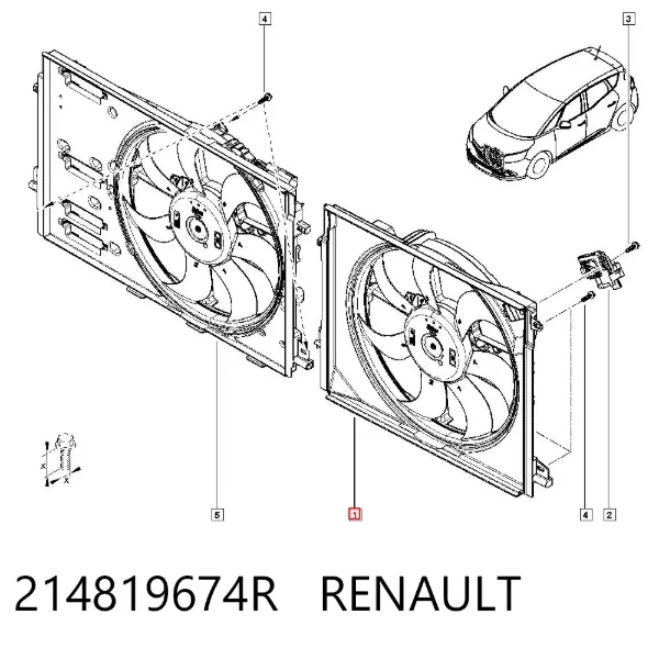 Диффузор вентилятора в сборе с мотором и крыльчаткой 214819674R Renault (RVI)