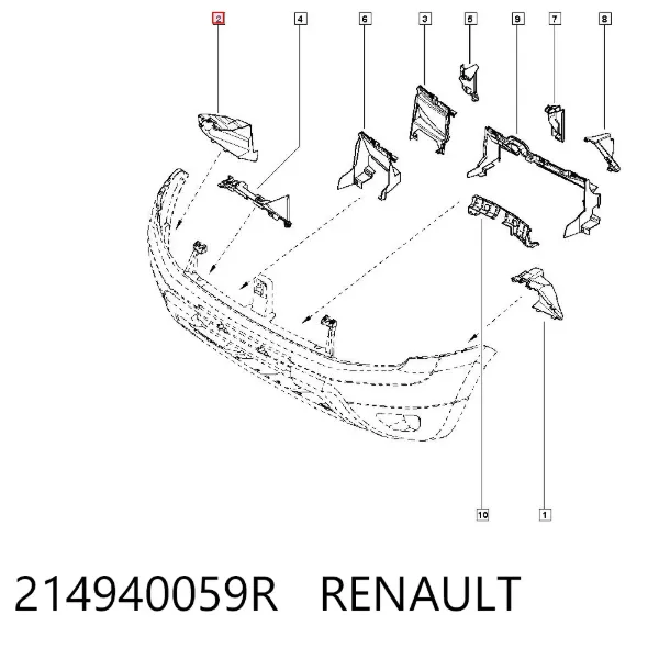 Кронштейн бампера переднего правый 214940059R Renault (RVI)