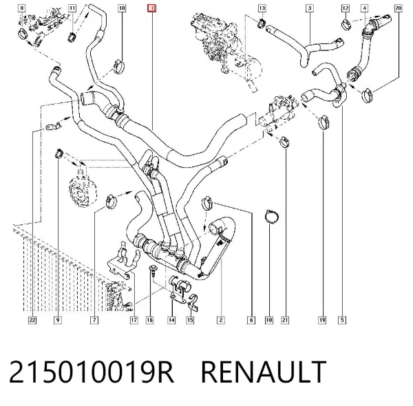 Нижний шлаг радиатора охлаждения 215010019R Renault (RVI)