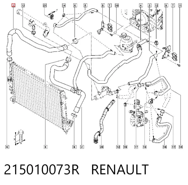 Патрубок радиатора 215010073R Renault (RVI)