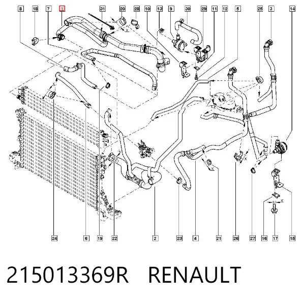 Патрубок радиатора 215013369R Renault (RVI)