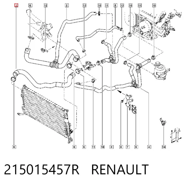 Патрубок радиатора 215015457R Renault (RVI)