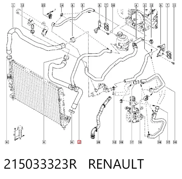Нижний шлаг радиатора охлаждения 215033323R Renault (RVI)