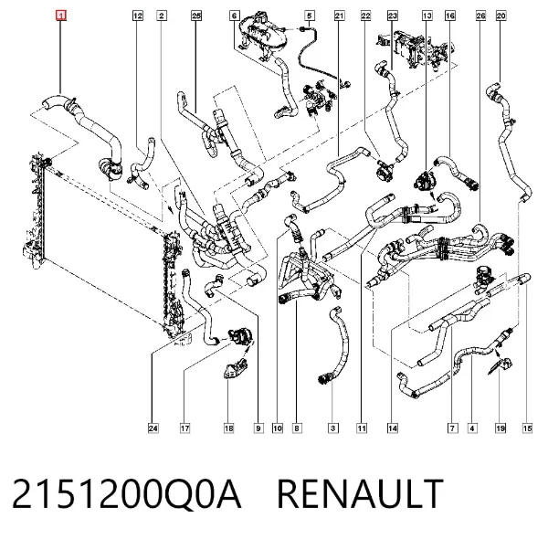 Патрубок радиатора 2151200Q0A Renault (RVI)