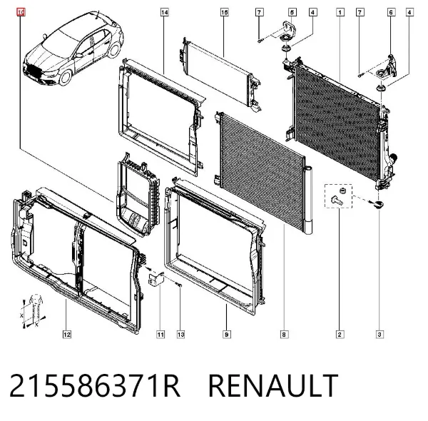 Воздуховод (дефлектор) радиатора интеркуллера 215586371R Renault (RVI)