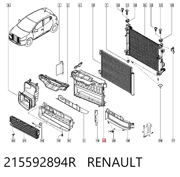 Левый дефлектор радиатора 215592894R Renault (RVI)