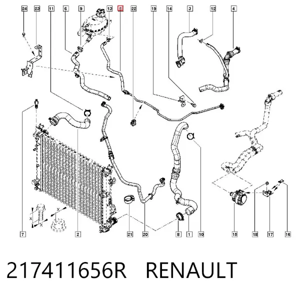 Патрубок системы охлаждения 217411656R Renault (RVI)
