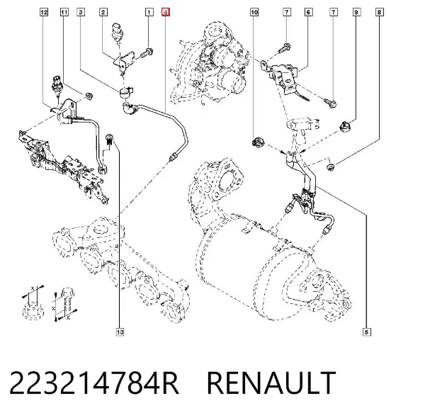 Трубка датчика давления выхлопных газов 223214784R Renault (RVI)