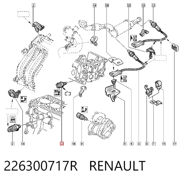 Датчик температуры охлаждающей жидкости 226300717R Renault (RVI)
