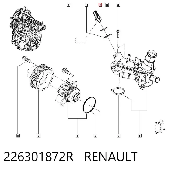 Датчик температуры охлаждающей жидкости 226301872R Renault (RVI)