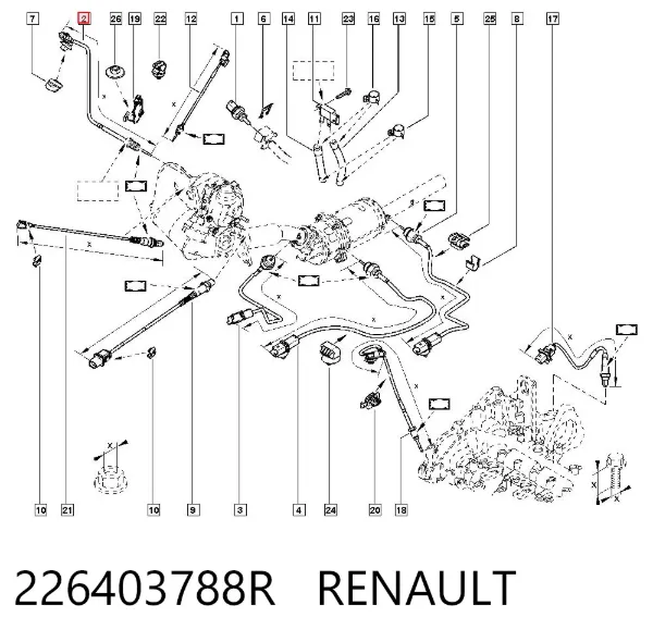 Датчик температуры отработавших газов (ОГ), до катализатора 226403788R Renault (RVI)