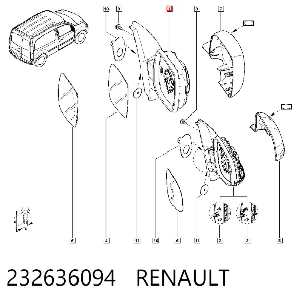 Правое зеркало 232636094 Renault (RVI)
