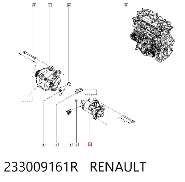 Стартер 233009161R Renault (RVI)