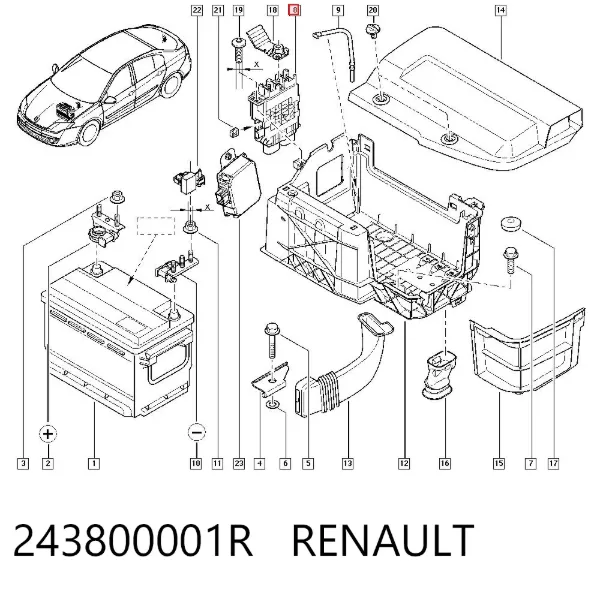 Блок предохранителей 243800001R Renault (RVI)