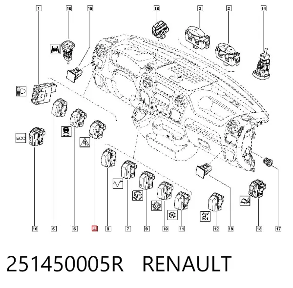 Кнопка выключения ESP 251450005R Renault (RVI)