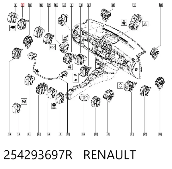 Кнопка блокировки дверей 254293697R Renault (RVI)