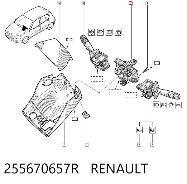 Переключатель подрулевой, центральная часть 255670657R Renault (RVI)