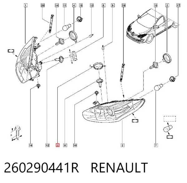 Крышка фары задняя 260290441R Renault (RVI)