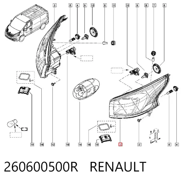 Левая фара 260600500R Renault (RVI)