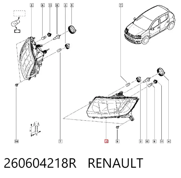 Левая фара 260604218R Renault (RVI)