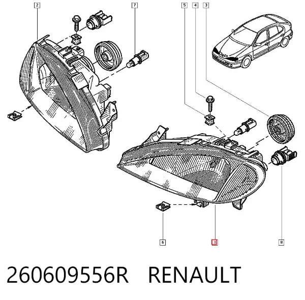 Левая фара 260609556R Renault (RVI)